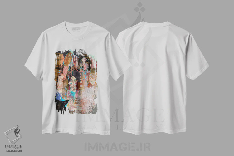 تیشرت سفید طرح دار – تیشرت هنری ,پیه مونت اثر مری مارلی immage.ir