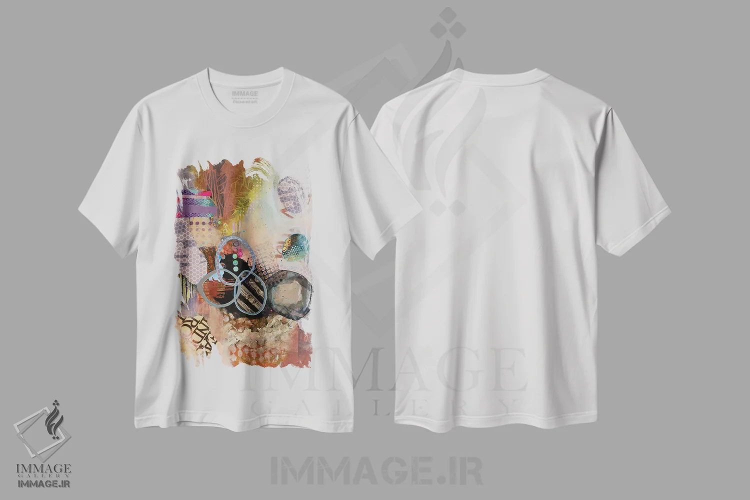 تیشرت سفید طرح دار – تیشرت انتزاعی ,طناب ها و زنجیرها اثر مری مارلی فروشگاه ایماژ