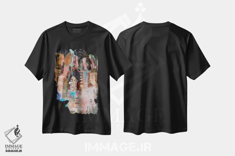 تیشرت مشکی طرح دار – تیشرت هنری ,پیه مونت اثر مری مارلی فروشگاه ایماژ