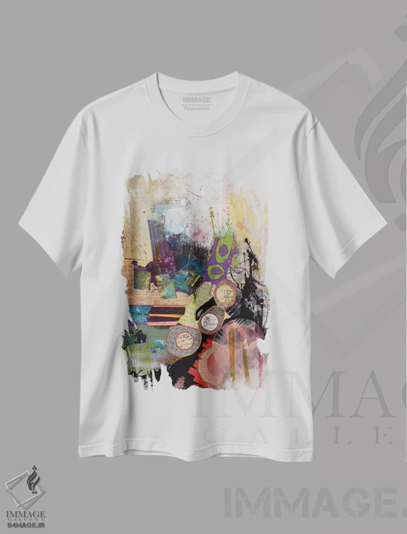 تیشرت سفید طرح دار – تیشرت انتزاعی ,بیژو اثر مری مارلی فروشگاه ایماژ