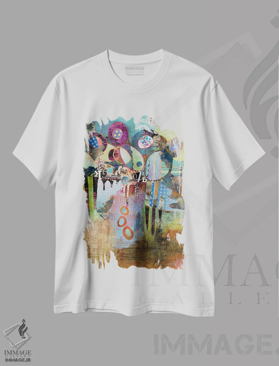 تیشرت سفید طرح دار – تیشرت انتزاعی ,پایین آمدن اثر مری مارلی immage.ir