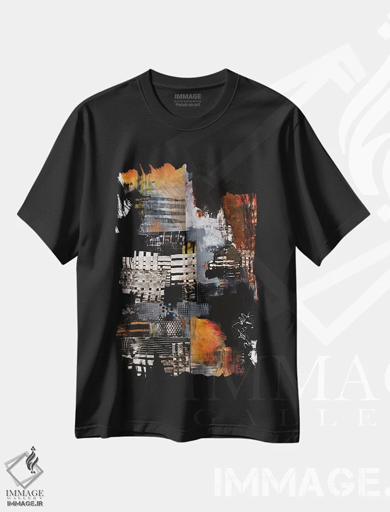 تیشرت مشکی طرح دار – تیشرت انتزاعی ,تحت الشعاع قرار دادن اثر مری مارلی immage.ir