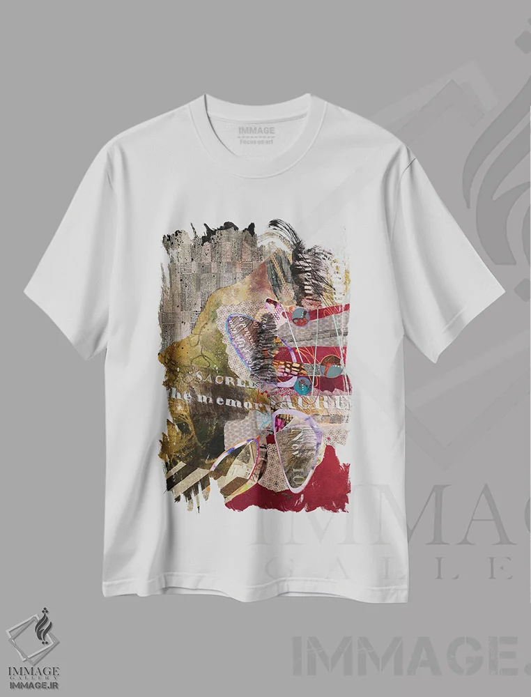 تیشرت سفید طرح دار – تیشرت هنری ,آگاهی پیشین اثر مری مارلی فروشگاه ایماژ