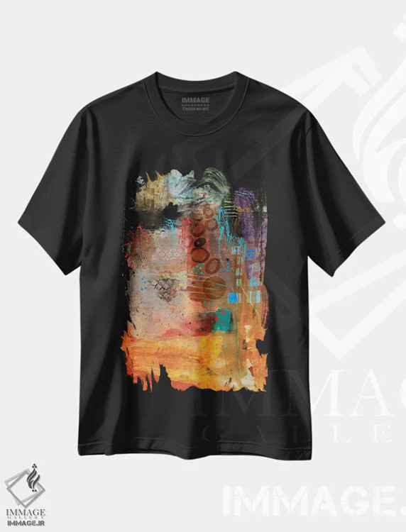 تیشرت مشکی طرح دار – تیشرت هنری ,جریان لغزنده هوا اثر مری مارلی فروشگاه ایماژ