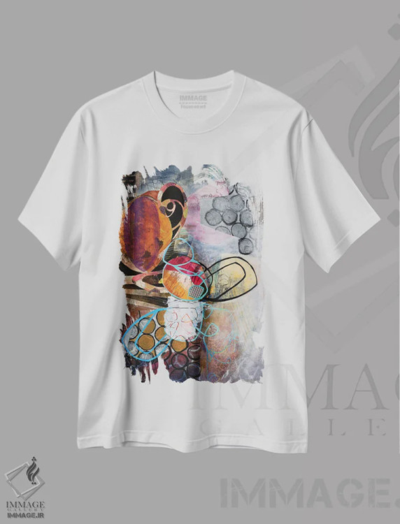 تیشرت سفید طرح دار – تیشرت انتزاعی ,طرح جایگزین اثر مری مارلی immage.ir