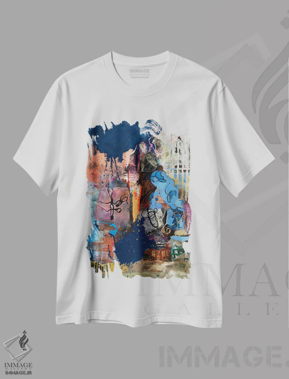 تیشرت سفید طرح دار – تیشرت هنری ,پر گرفتن اثر مری مارلی فروشگاه ایماژ