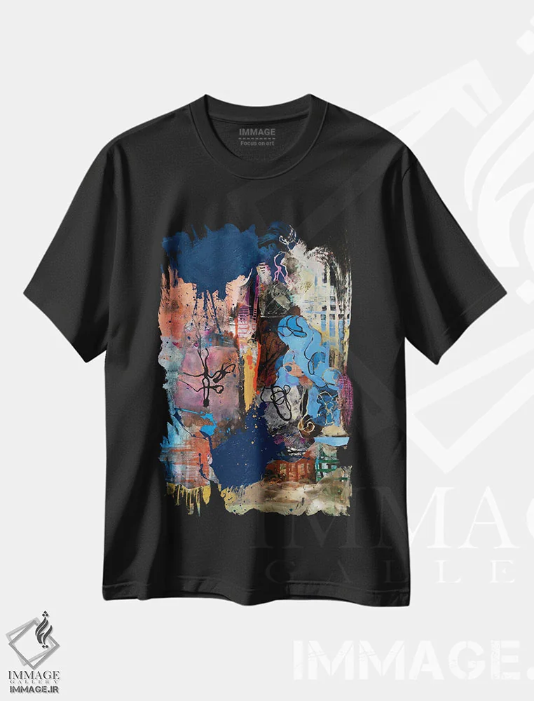 تیشرت مشکی طرح دار – تیشرت هنری ,پر گرفتن اثر مری مارلی immage.ir