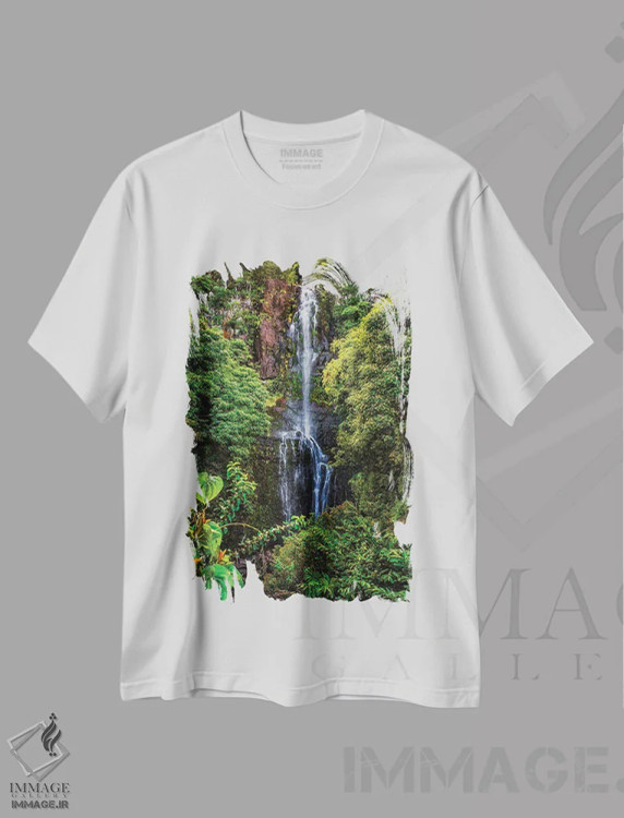 تیشرت سفید طرح دار – تیشرت طبیعت ,Maui,آبشار وایلوآ، مائویی اثر شین مایرز فروشگاه ایماژ