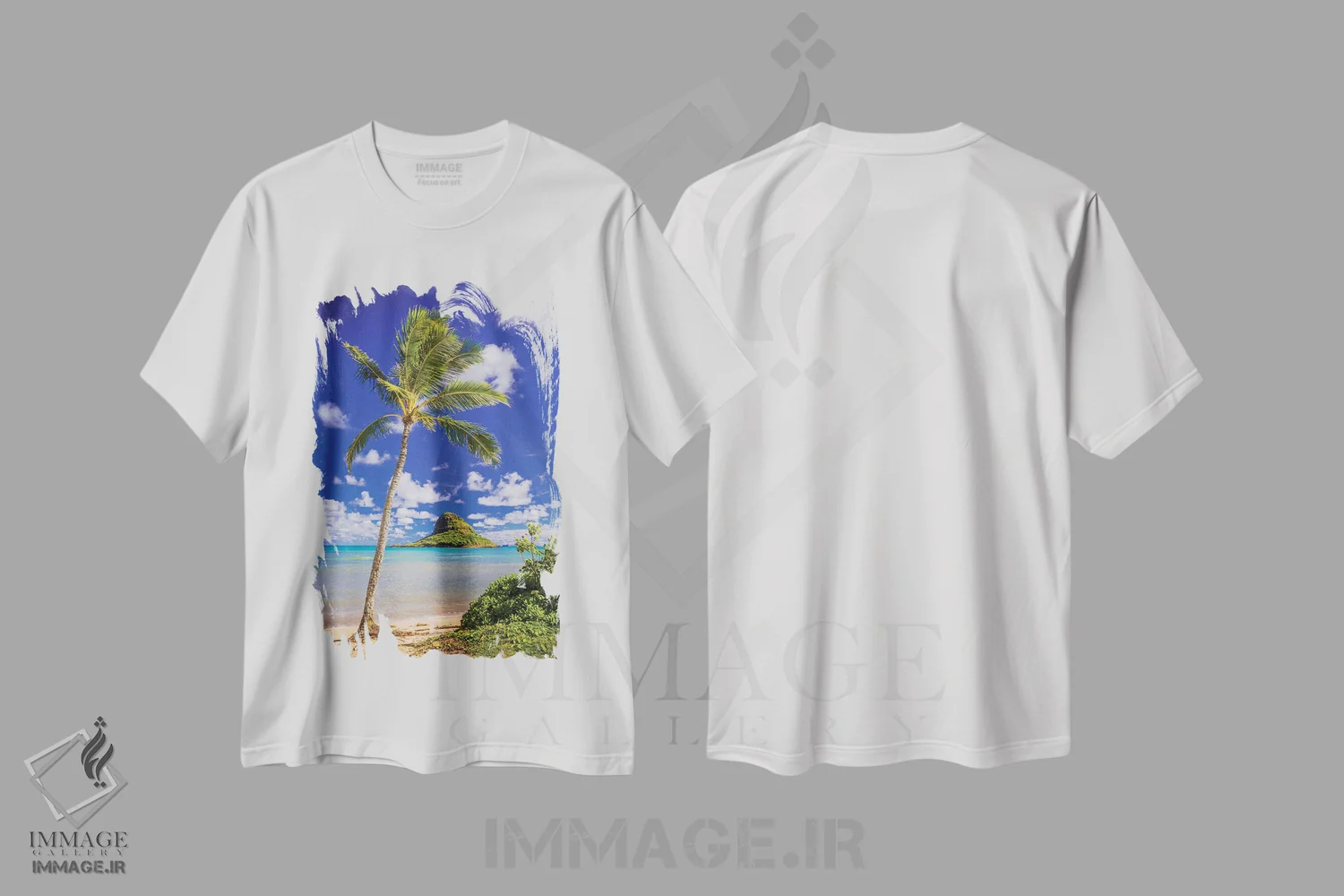 تیشرت سفید طرح دار – تیشرت طبیعت ,کلاه نارگیلی اثر شین مایرز immage.ir