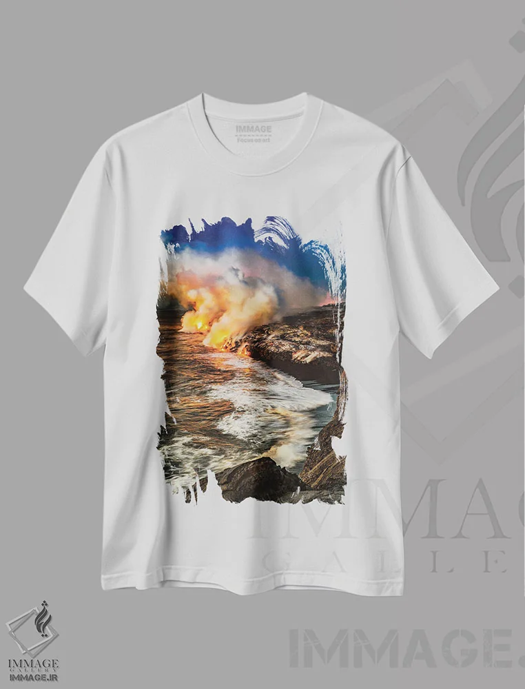 تیشرت سفید طرح دار – تیشرت گرافیکی ,پالی داغ اثر شین مایرز فروشگاه ایماژ