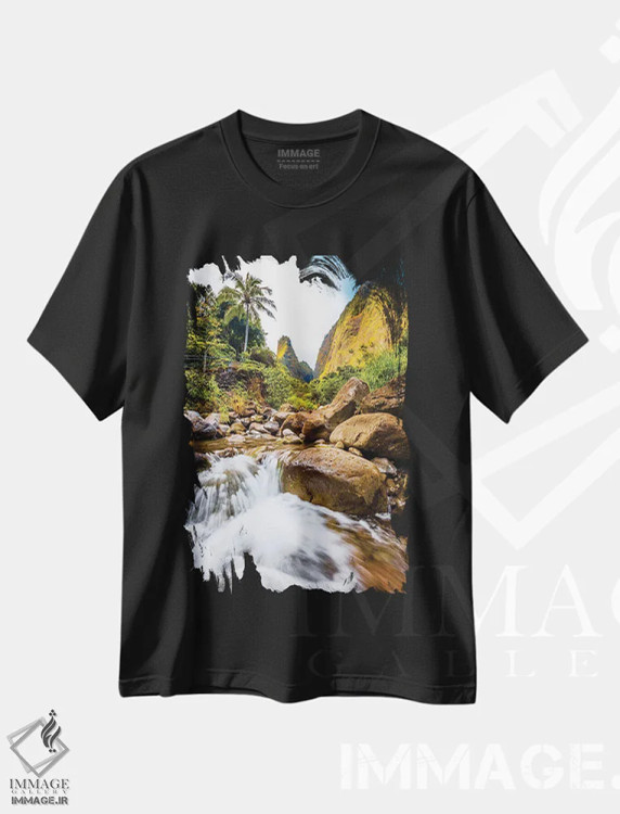 تیشرت مشکی طرح دار – تیشرت طبیعت ,سوزن ایائو اثر شین مایرز فروشگاه ایماژ