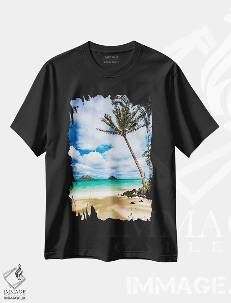 تیشرت مشکی طرح دار – تیشرت ساحلی ,صحبت سایه اثر شین مایرز فروشگاه ایماژ