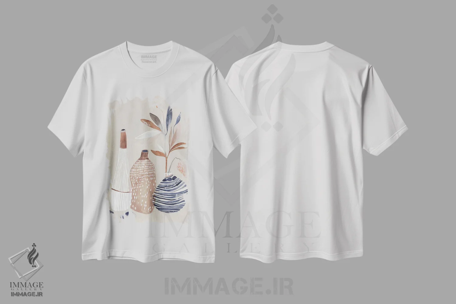 تیشرت سفید طرح دار – تیشرت هنری ,گلدان تابستانی II اثر مایا وودز immage.ir