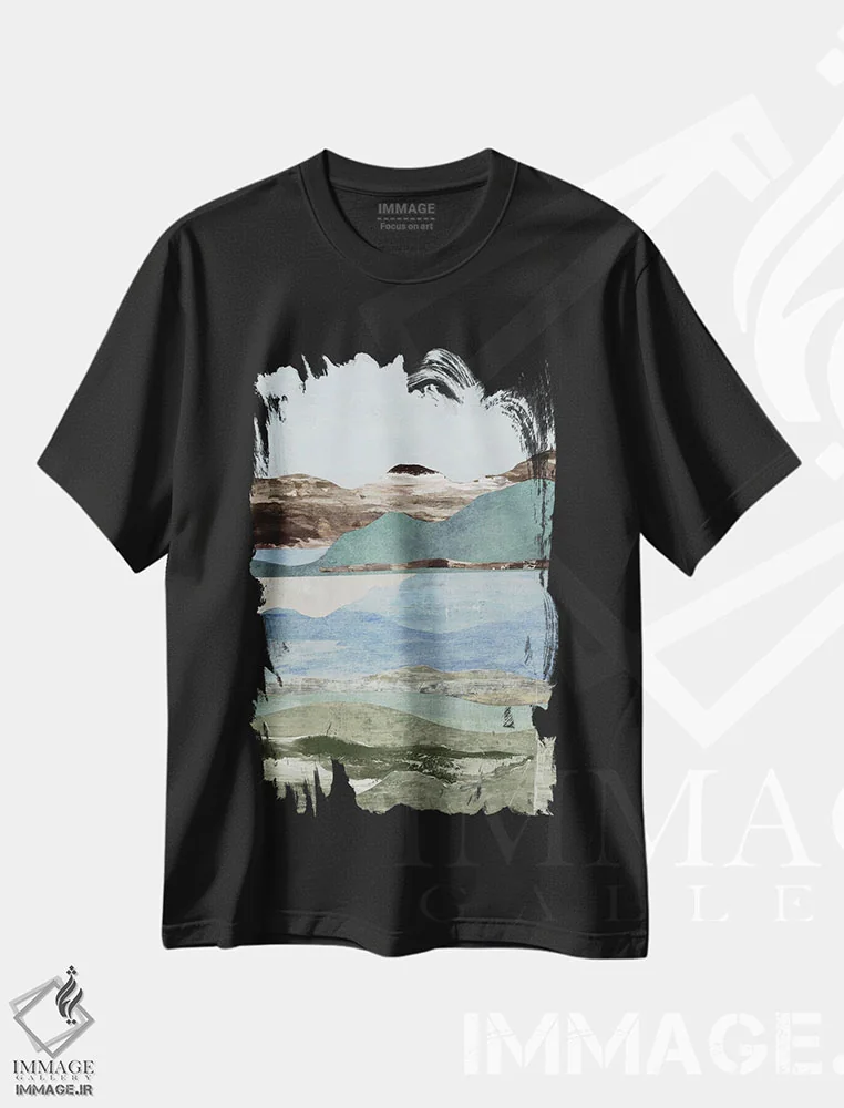 تیشرت مشکی طرح دار – تیشرت آبستره ,منظره ملایم I اثر مایا وودز immage.ir