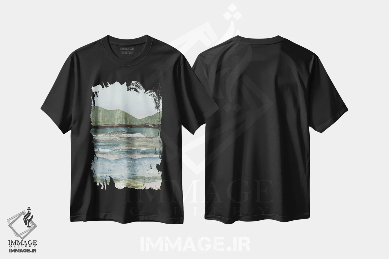 تیشرت مشکی طرح دار – تیشرت طبیعت ,منظره ملایم II اثر مایا وودز فروشگاه ایماژ