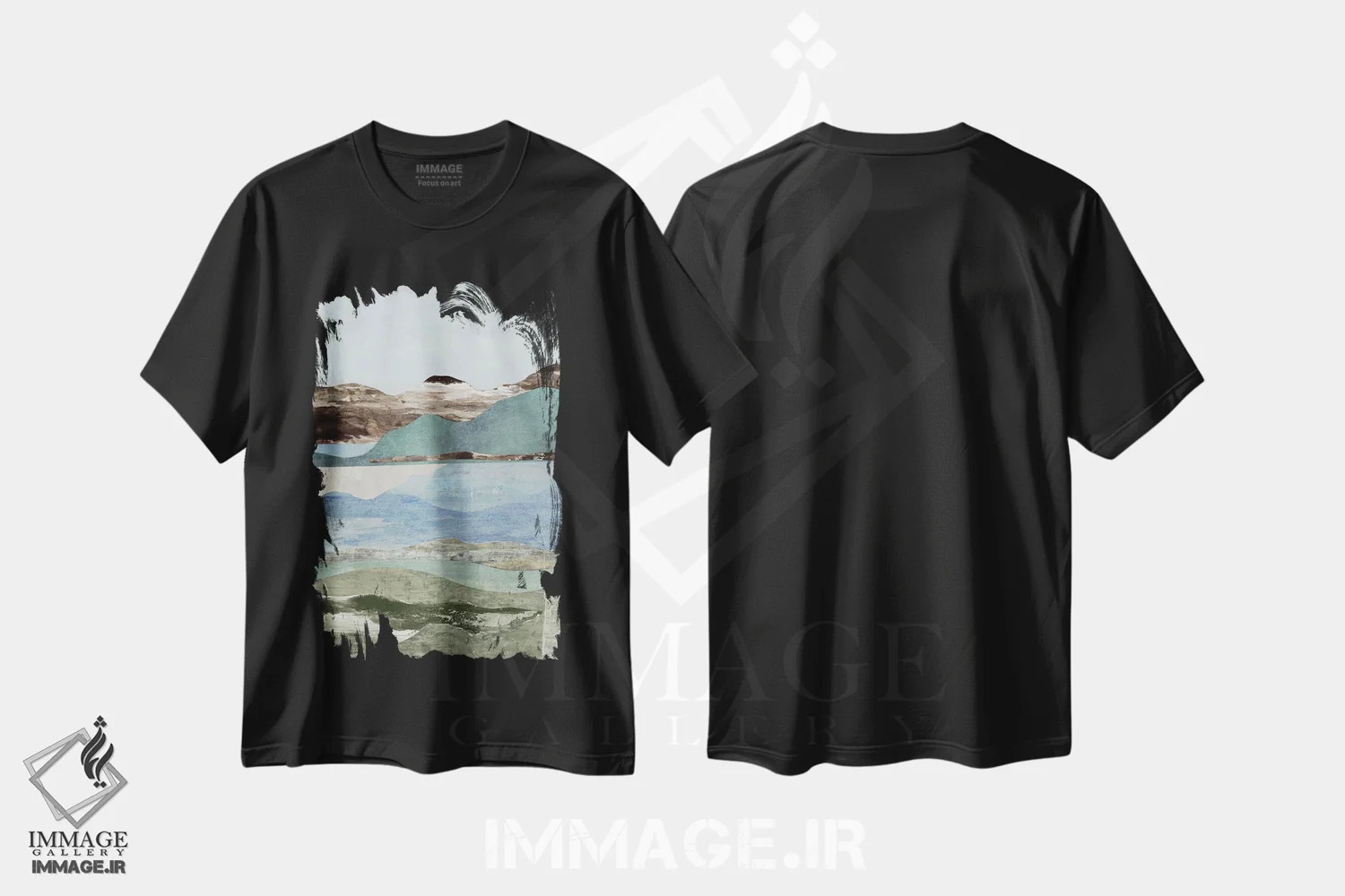 تیشرت مشکی طرح دار – تیشرت آبستره ,منظره ملایم I اثر مایا وودز immage.ir