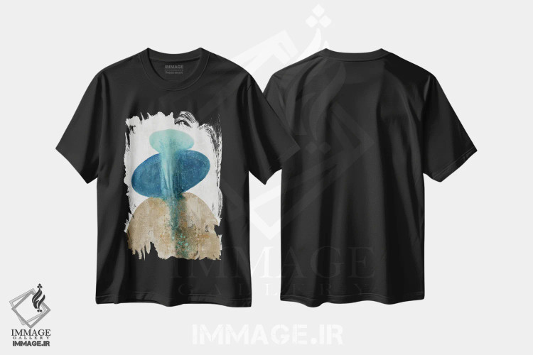 تیشرت مشکی طرح دار – تیشرت هندسی ,کهکشان آبی اثر مایا وودز immage.ir