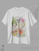 تیشرت سفید طرح دار – تیشرت گل های استوایی ,شکوفه های استوایی I اثر مایا وودز immage.ir