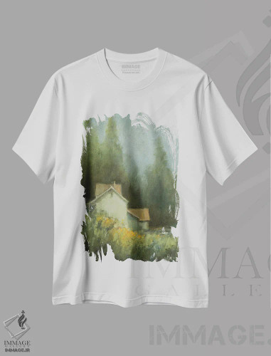 تیشرت سفید طرح دار – تیشرت هنری ,شکوفه زودرس اثر مری هابلی فروشگاه ایماژ