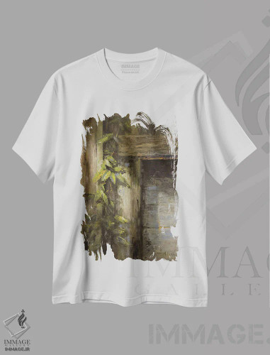 تیشرت سفید طرح دار – تیشرت طبیعت ,پافشار اثر مری هابلی فروشگاه ایماژ