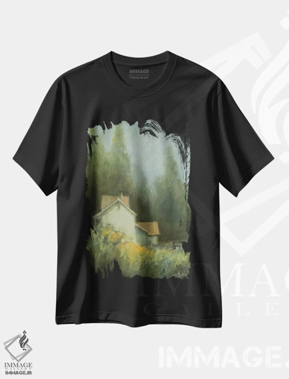 تیشرت مشکی طرح دار – تیشرت هنری ,شکوفه زودرس اثر مری هابلی immage.ir