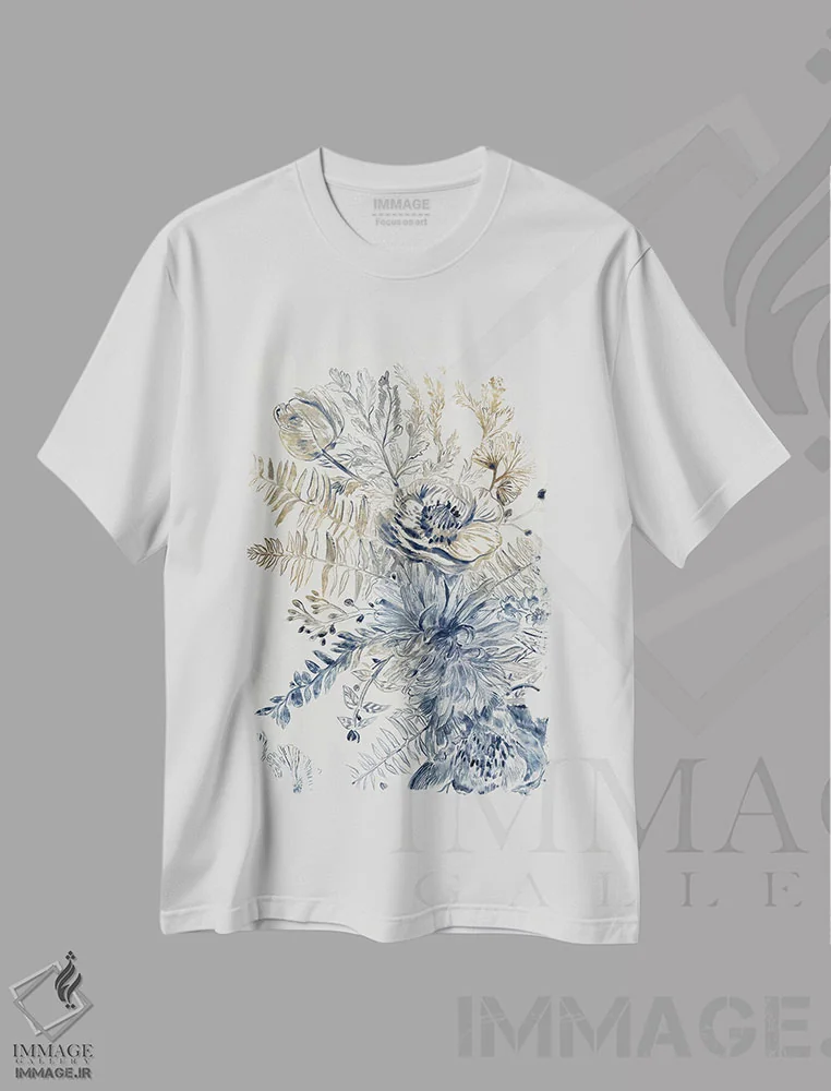 تیشرت سفید طرح دار – تیشرت هنری ,آبی سلطنتی II اثر مایا وودز immage.ir