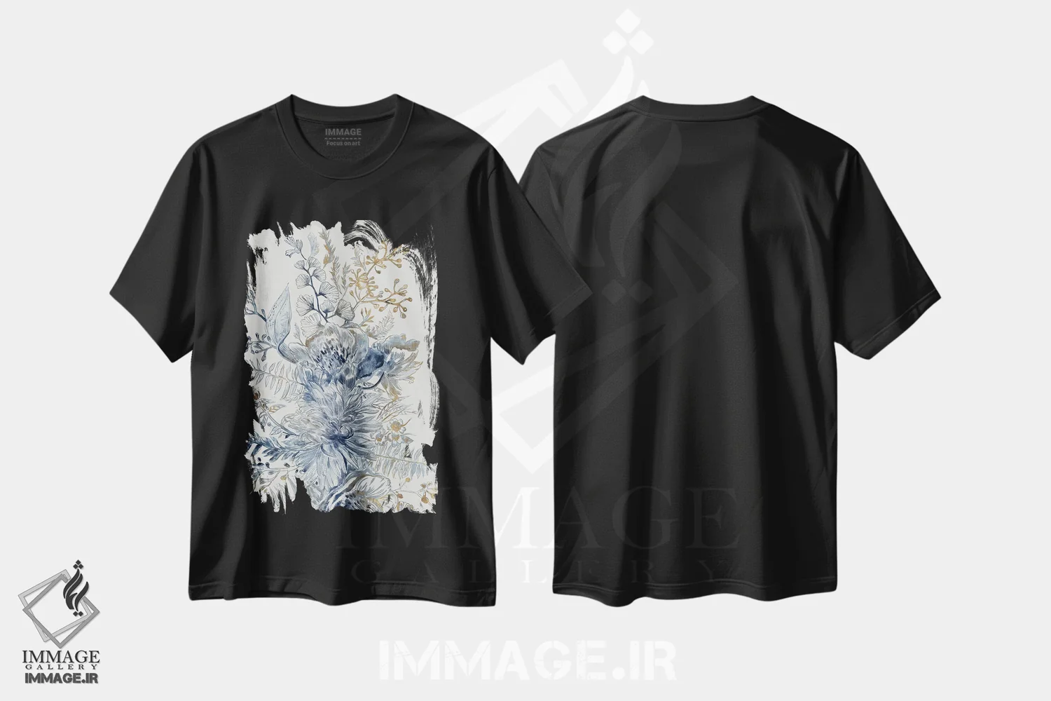 تیشرت مشکی طرح دار – تیشرت گلدار کلاسیک ,آبی سلطنتی I اثر مایا وودز immage.ir