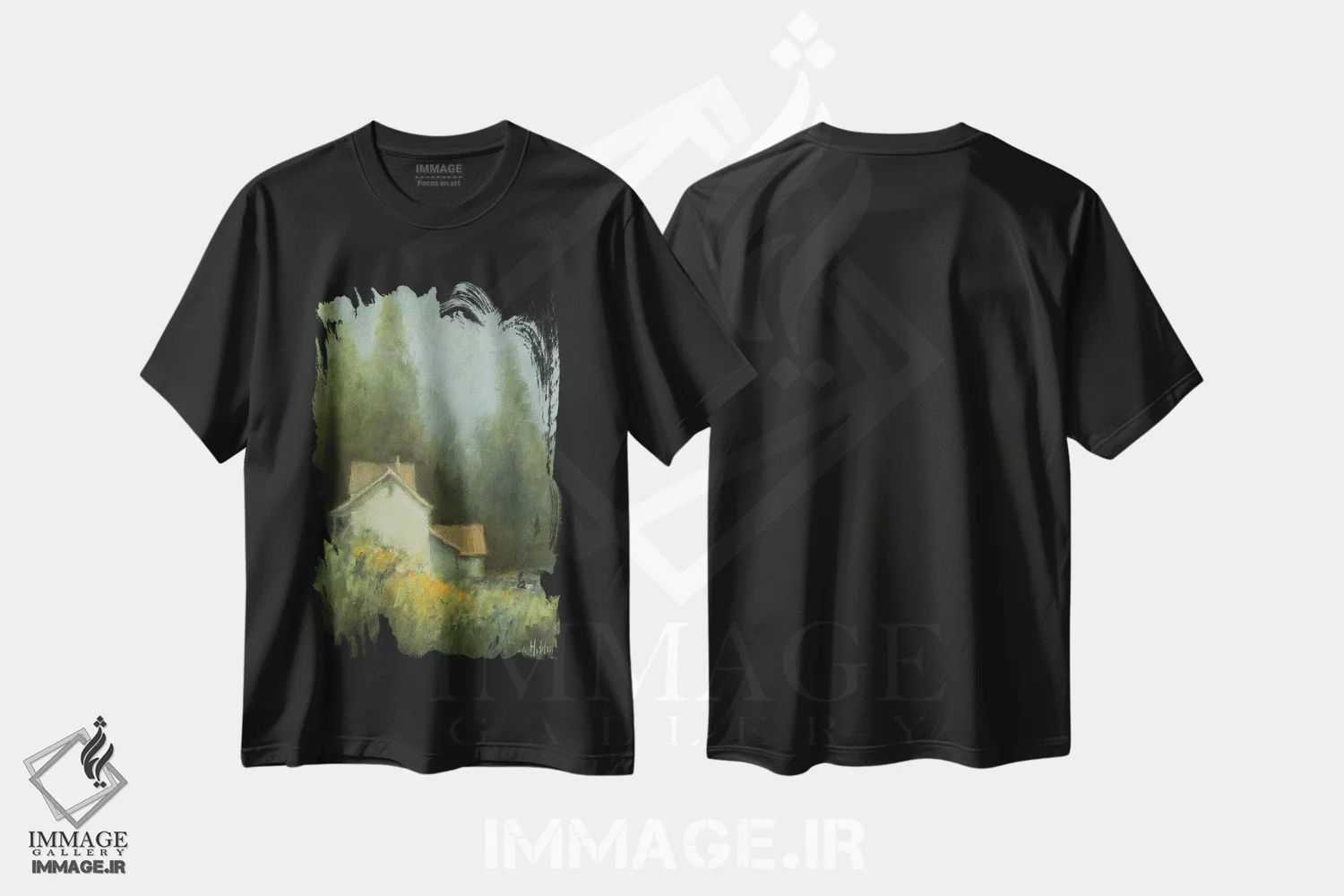 تیشرت مشکی طرح دار – تیشرت هنری ,شکوفه زودرس اثر مری هابلی immage.ir
