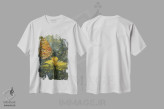 تیشرت سفید طرح دار – تیشرت طبیعت ,پروانه نارنگی اثر مری هابلی فروشگاه ایماژ