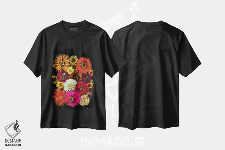 تیشرت مشکی طرح دار – تیشرت طبیعت ,زینیا اثر ماز غنی فروشگاه ایماژ
