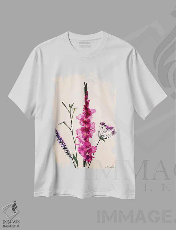 تیشرت سفید طرح دار – تیشرت گلدار ,آویانا اثر ماز غنی فروشگاه ایماژ