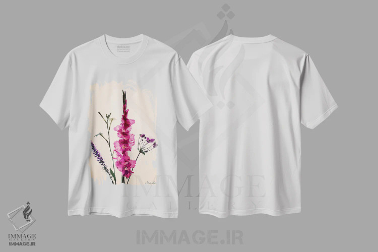 تیشرت سفید طرح دار – تیشرت گلدار ,آویانا اثر ماز غنی فروشگاه ایماژ
