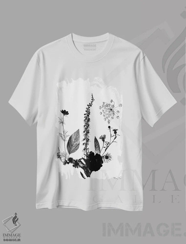 تیشرت سفید طرح دار – تیشرت هنری مینیمال ,توهم اثر ماز غنی فروشگاه ایماژ