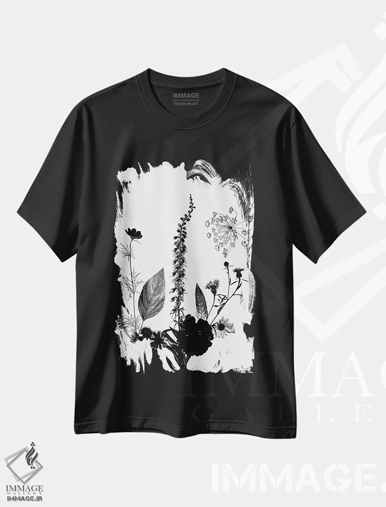 تیشرت مشکی طرح دار – تیشرت هنری مینیمال ,توهم اثر ماز غنی immage.ir