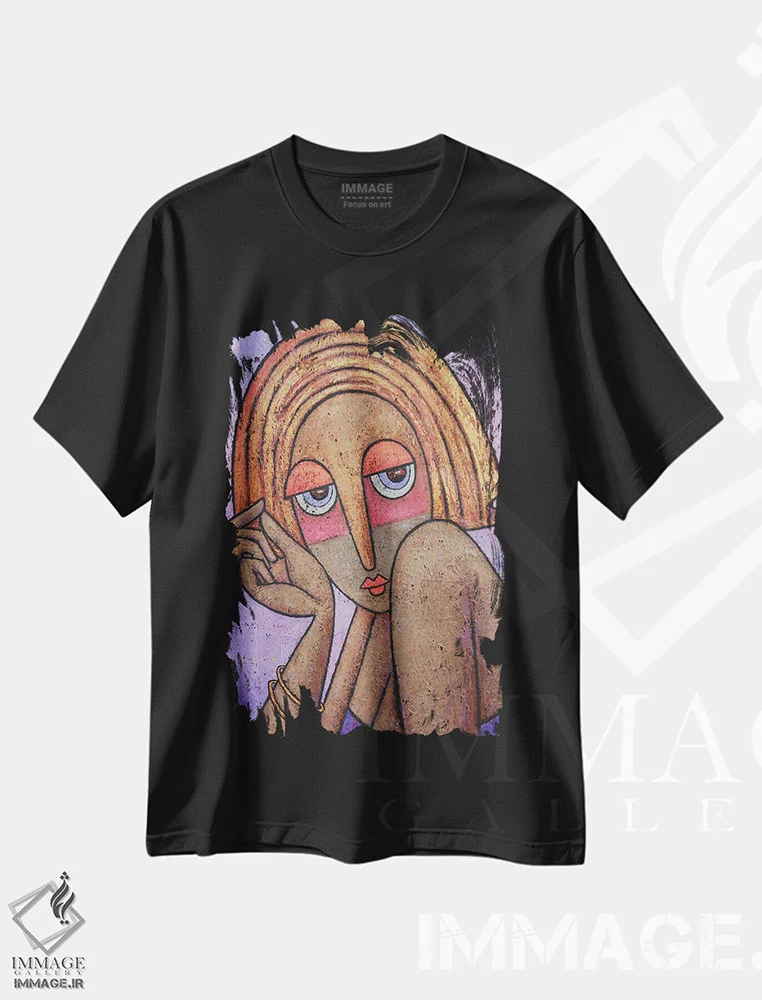 تیشرت مشکی طرح دار – تیشرت هنری ,در انتظار تو اثر آدوبی مایداز مکین دی فروشگاه ایماژ