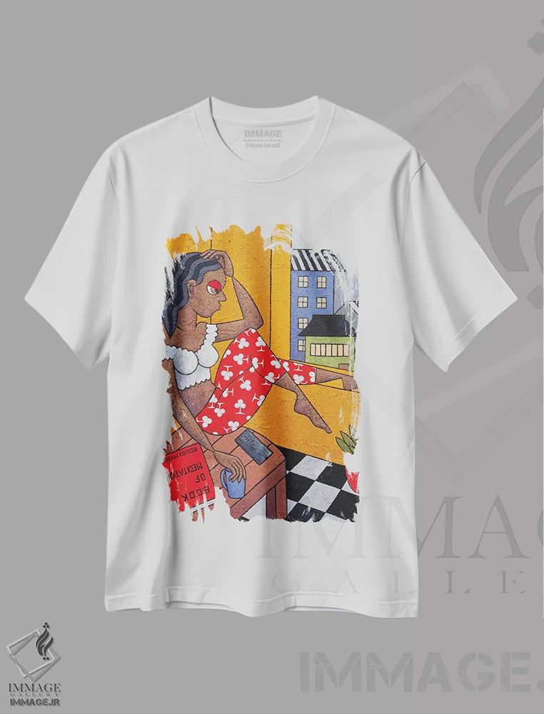 تیشرت سفید طرح دار – تیشرت هنری ,تأمل اثر آدوبی مایداز مکین دی immage.ir