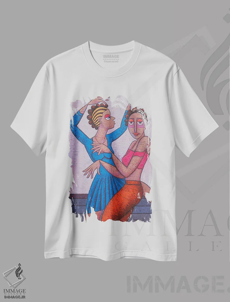 تیشرت سفید طرح دار – تیشرت رمانتیک ,رقص آتش اثر آدوبی مایداز مکین دی فروشگاه ایماژ