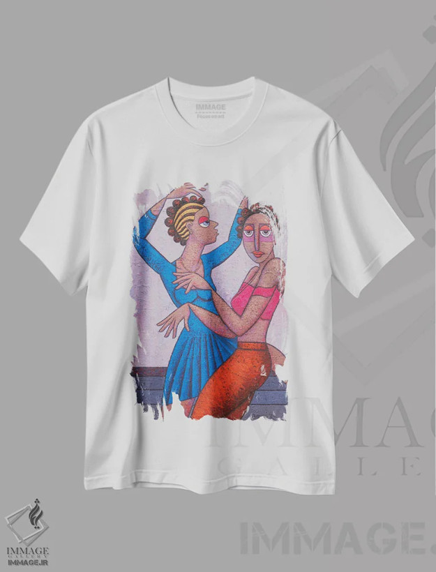 تیشرت سفید طرح دار – تیشرت رمانتیک ,رقص آتش اثر آدوبی مایداز مکین دی فروشگاه ایماژ