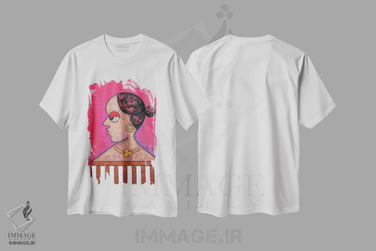 تیشرت سفید طرح دار – تیشرت گرافیکی مدرن ,زن دودویی اثر آدوبی مایداز مکین دی فروشگاه ایماژ