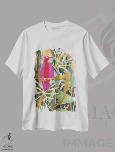 تیشرت سفید طرح دار – تیشرت طبیعت ,پرنده باغچه اثر آناستازیا مازور-اسکروبوا فروشگاه ایماژ