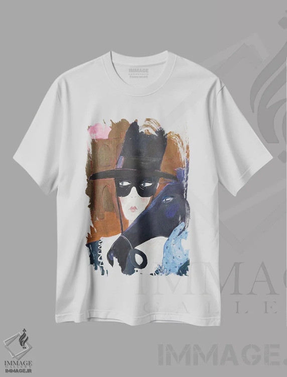 تیشرت سفید طرح دار – تیشرت مردانه داستانی ,زورّو اثر آناستازیا مازور-اسکروبوا immage.ir