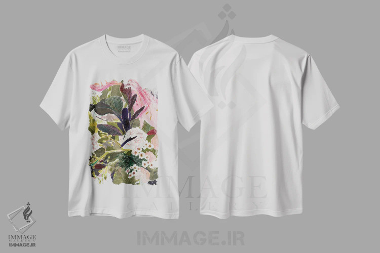 تیشرت سفید طرح دار – تیشرت انتزاعی گلدار ,طرح گل چهارم اثر آناستازیا مازور-اسکروبوا immage.ir
