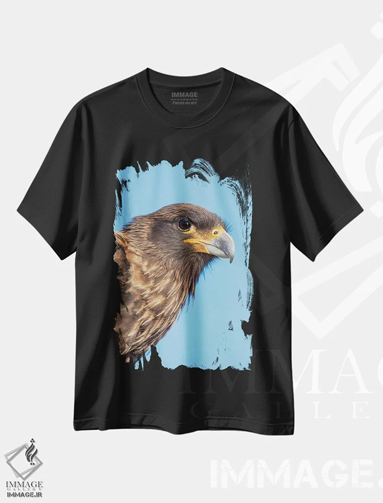 تیشرت مشکی طرح دار – تیشرت اسپرت ,Protected, Endemic To The Falkland Islands.,کاراکارا خط دار یا جانی رووک بالغ با پوست زرد معمول در چهره، حفاظت شده و بومی جزایر فالکلند اثر مارتین زویک فروشگاه ایماژ