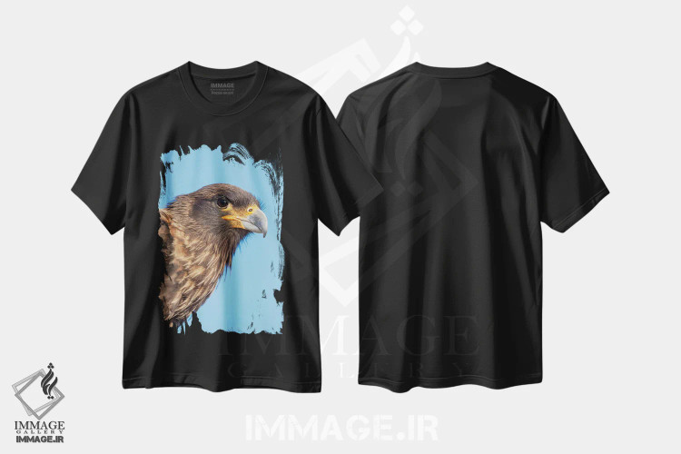 تیشرت مشکی طرح دار – تیشرت اسپرت ,Protected, Endemic To The Falkland Islands.,کاراکارا خط دار یا جانی رووک بالغ با پوست زرد معمول در چهره، حفاظت شده و بومی جزایر فالکلند اثر مارتین زویک فروشگاه ایماژ