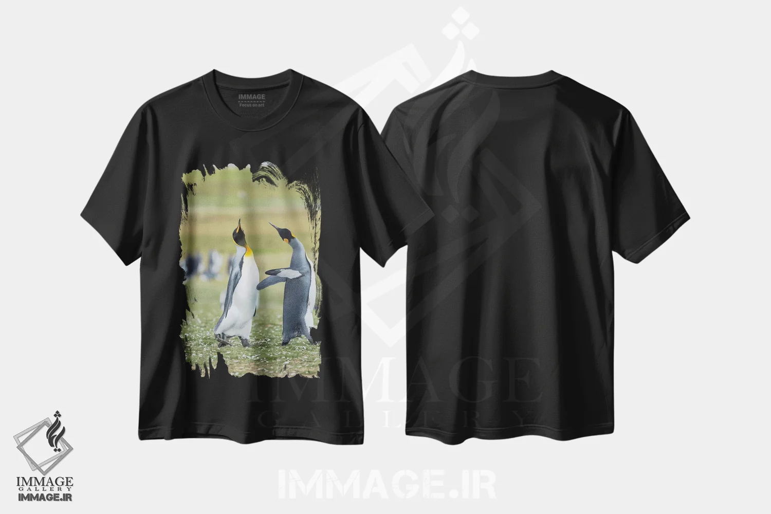 تیشرت مشکی طرح دار – تیشرت حیوانات ,نمایش خواستگاری پنگوئن شاه در جزایر فالکلند اثر مارتین زویک immage.ir