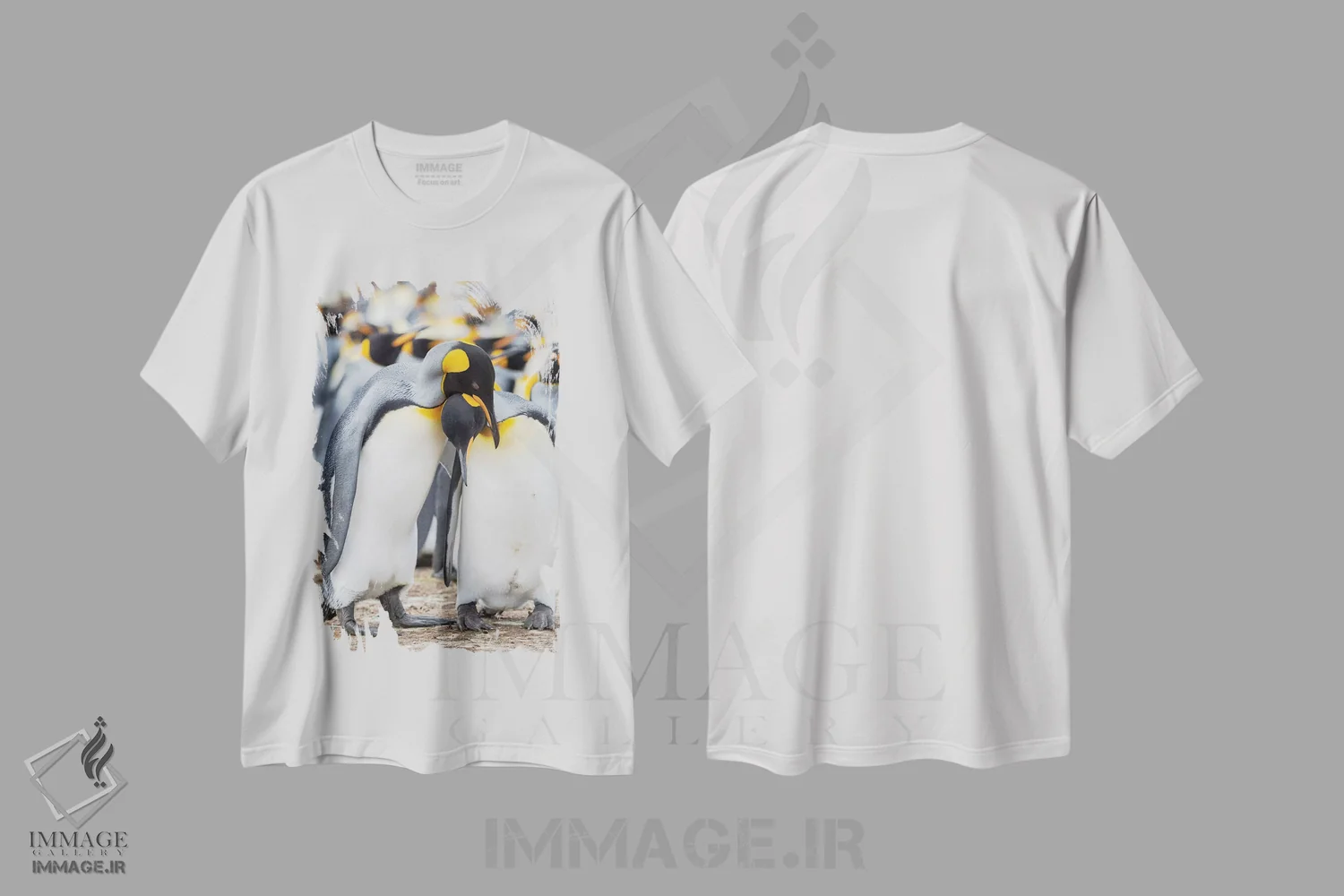 تیشرت سفید طرح دار – تیشرت حیوانات ,نمایش خواستگاری پنگوئن شاه در جزایر فالکلند اثر مارتین زویک فروشگاه ایماژ
