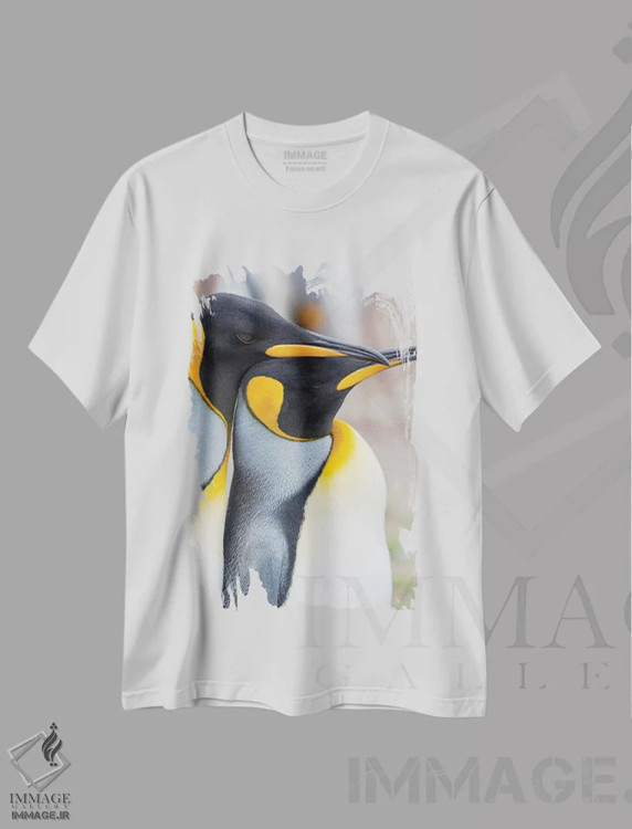 تیشرت سفید طرح دار – تیشرت حیوانات ,نمایش خواستگاری پنگوئن شاه در جزایر فالکلند اثر مارتین زویک فروشگاه ایماژ