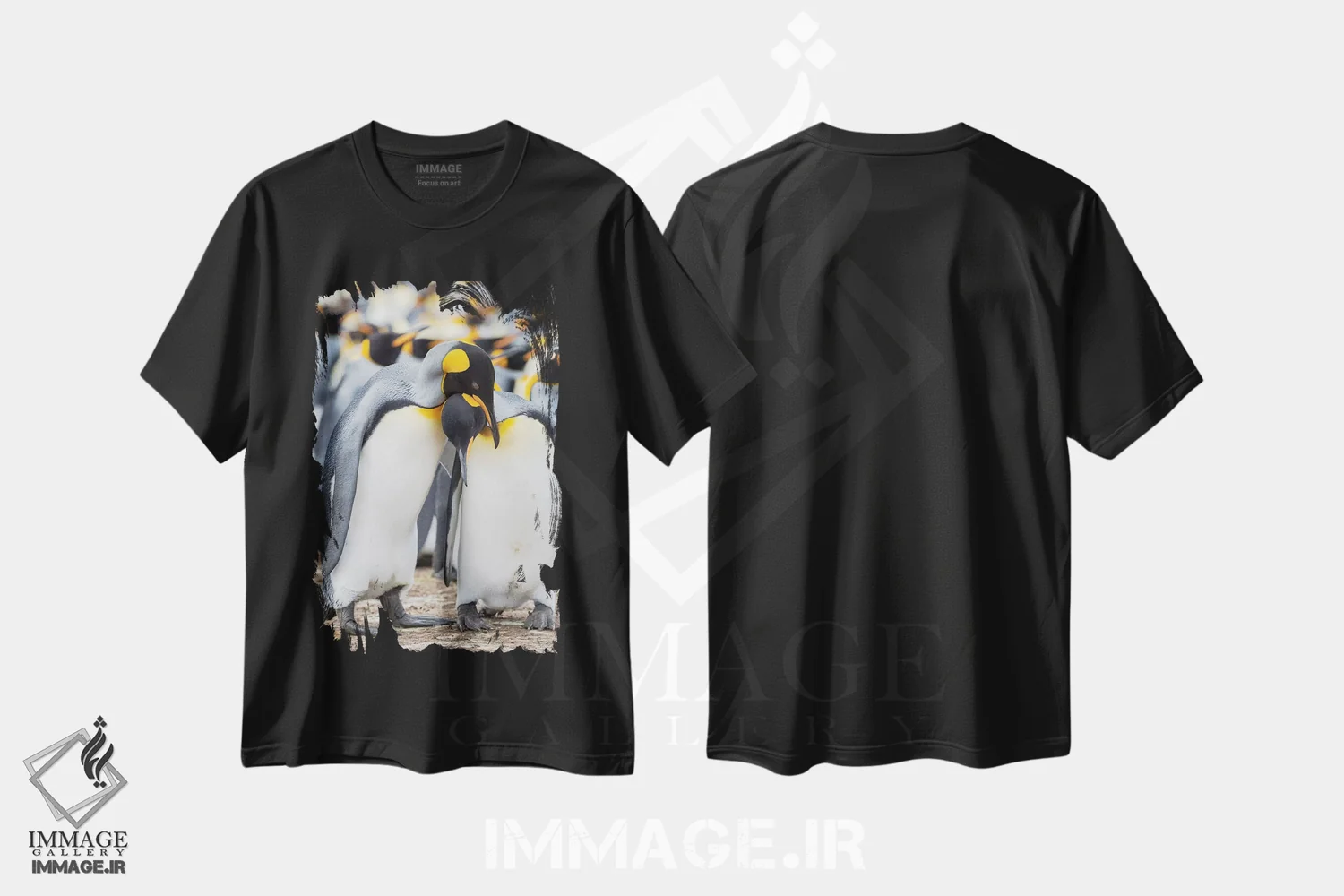تیشرت مشکی طرح دار – تیشرت حیوانات ,نمایش خواستگاری پنگوئن شاه در جزایر فالکلند اثر مارتین زویک immage.ir