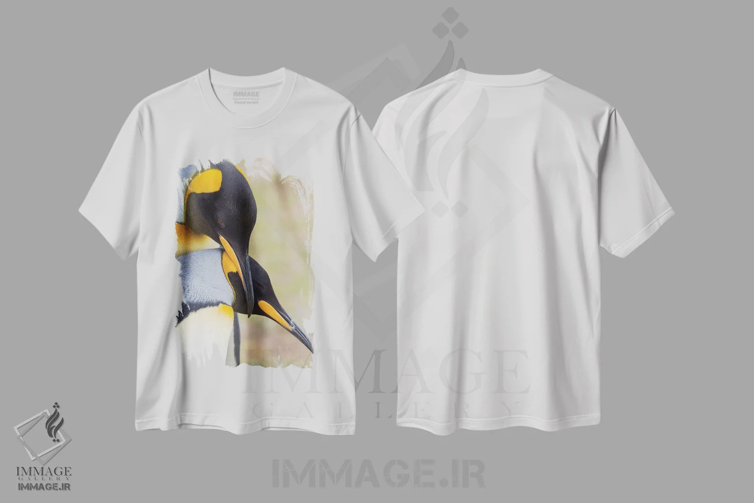 تیشرت سفید طرح دار – تیشرت طبیعت ,نمایش خواستگاری پنگوئن شاه در جزایر فالکلند اثر مارتین زویک immage.ir