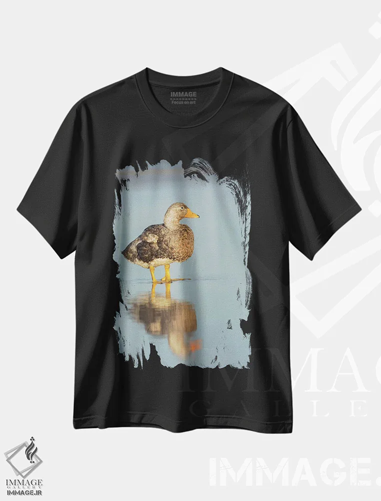 تیشرت مشکی طرح دار – تیشرت پرنده نگاری ,Falkland Islands.,اردک استیمردر نر بی پرواز فالکلند، جزایر فالکلند اثر مارتین زویک فروشگاه ایماژ